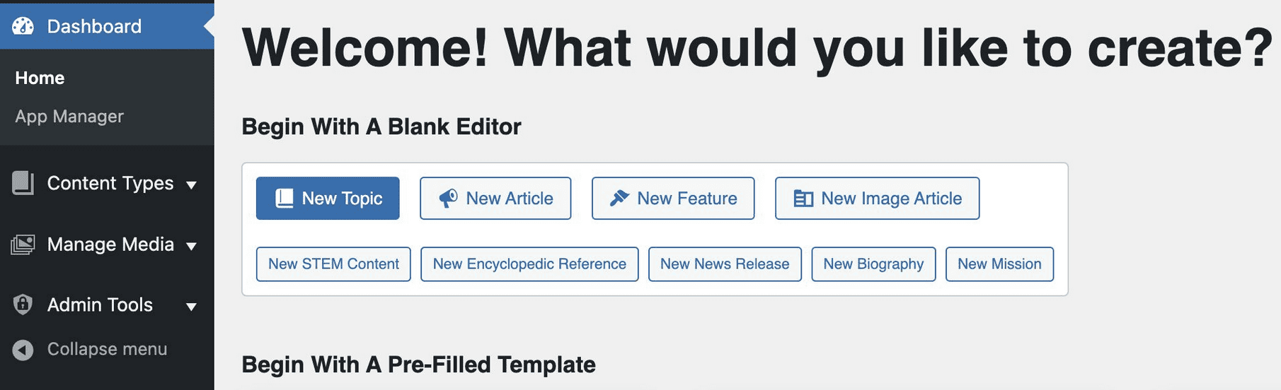 A customized sidebar in the WordPress backend that simplifies the user interface leading to a better user experience.